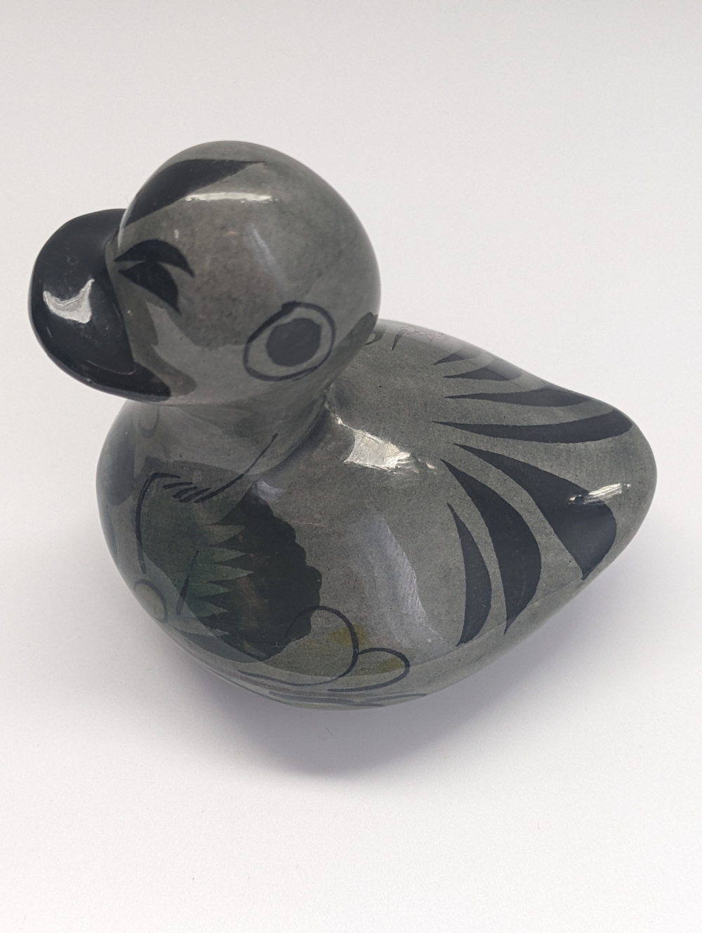 Vintage Hand Painted Mexican Ceramic Duck Figurine 3.5" Cultural Ornament